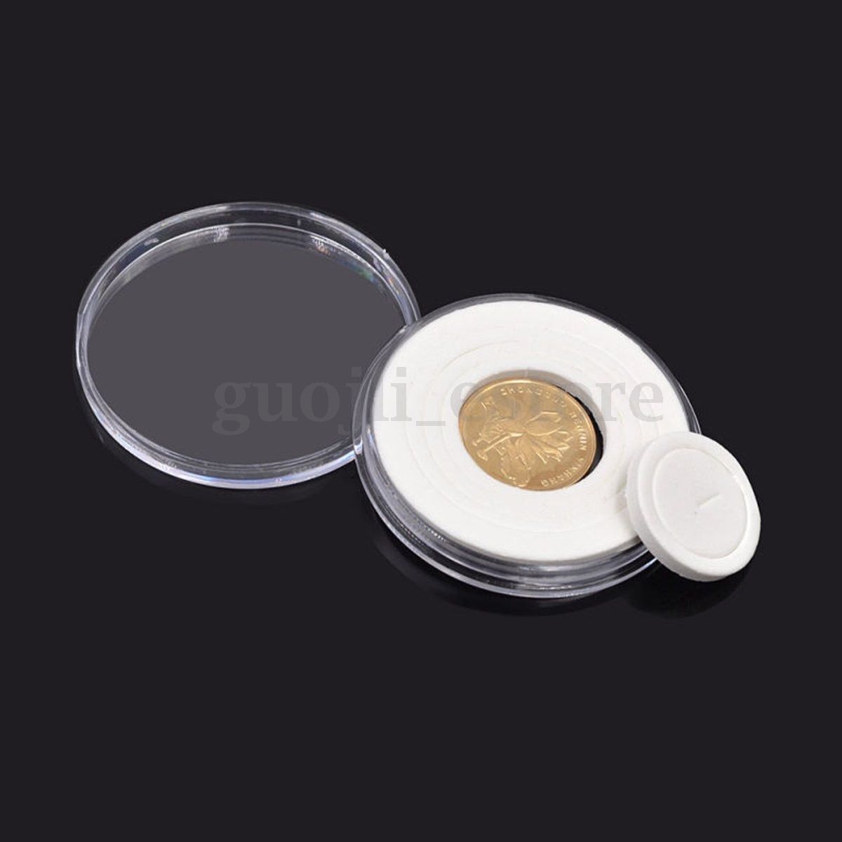 20x Clear Round Coins Holders 46mm Capsules Storage Cases Box Container Display