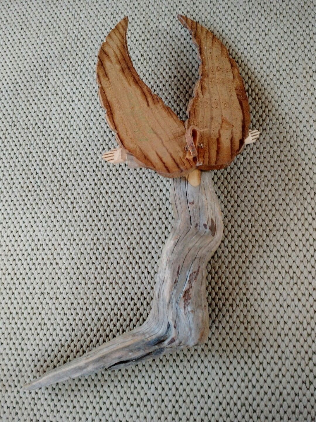 David Alvarez Angel Drift Wood Carved Sculpture Signed