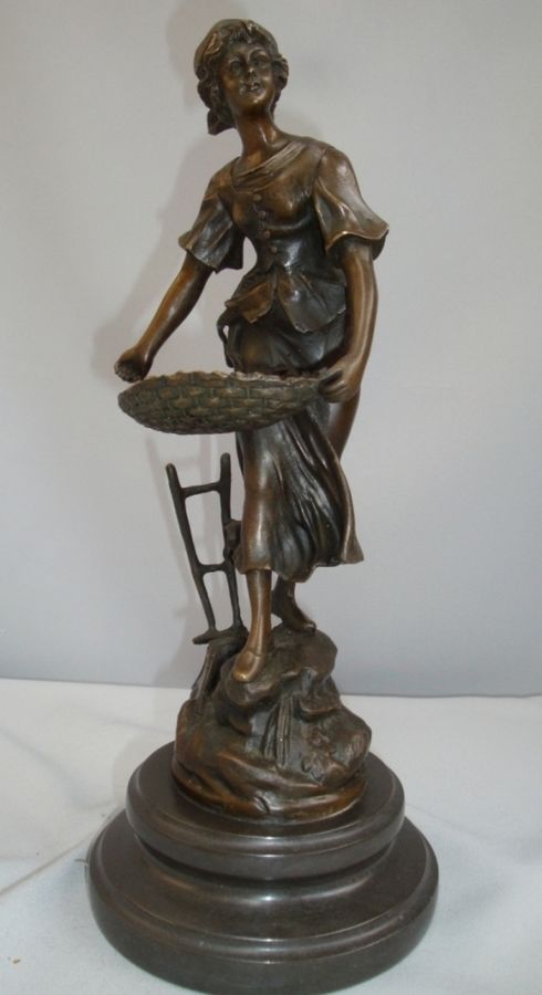 Statue Sculpture The Sower Art Deco Style Art Nouveau Style Bronze Signed