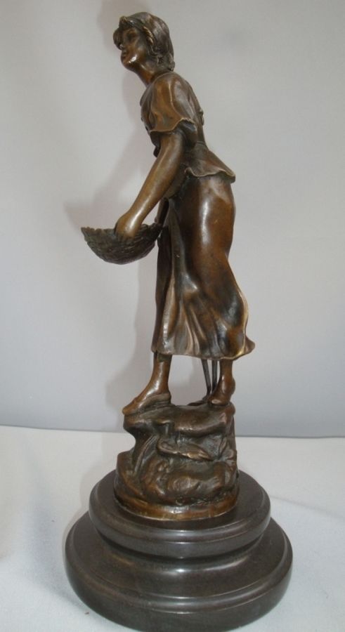 Statue Sculpture The Sower Art Deco Style Art Nouveau Style Bronze Signed