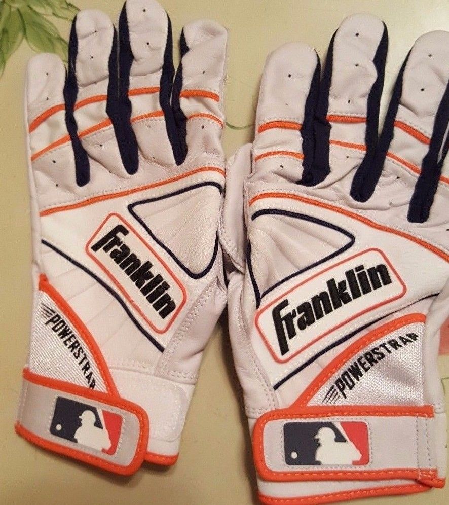 JOSE ALTUVE ASTROS NON GAME USED AUTHENTIC WHITE BATTING GLOVES MEDIUM FRANKLIN