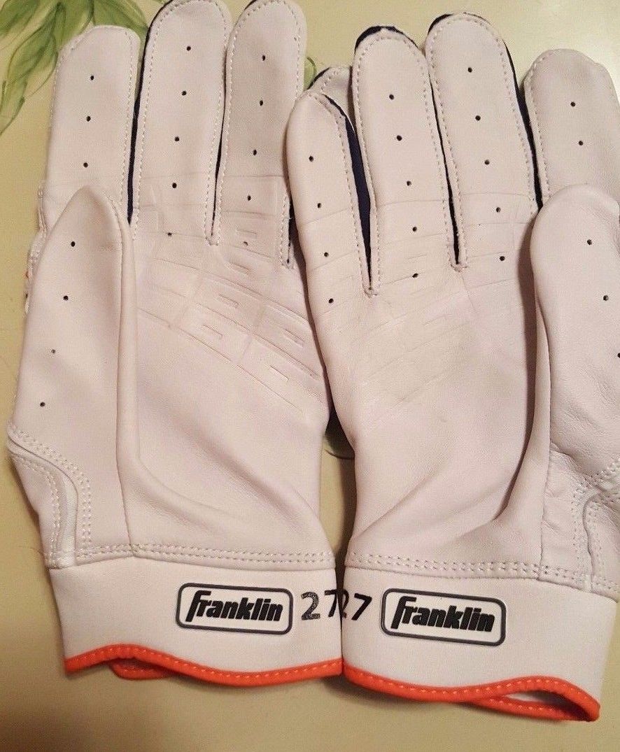 JOSE ALTUVE ASTROS NON GAME USED AUTHENTIC WHITE BATTING GLOVES MEDIUM FRANKLIN