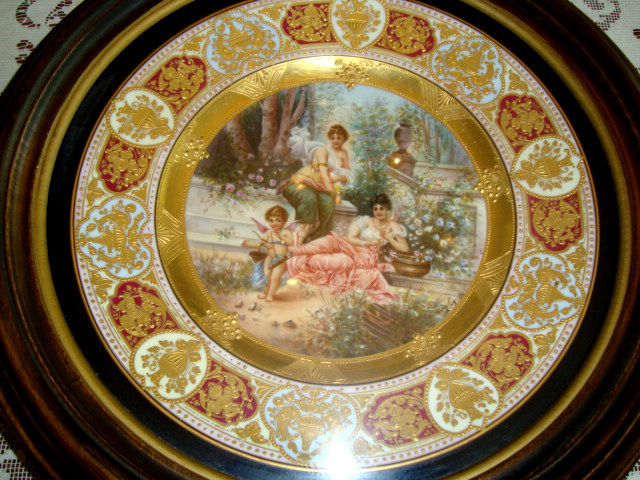 Antique Art Nouveau WAGNER Royal Vienna Porcelain Hand Painted Plate"Abgeblitzt"