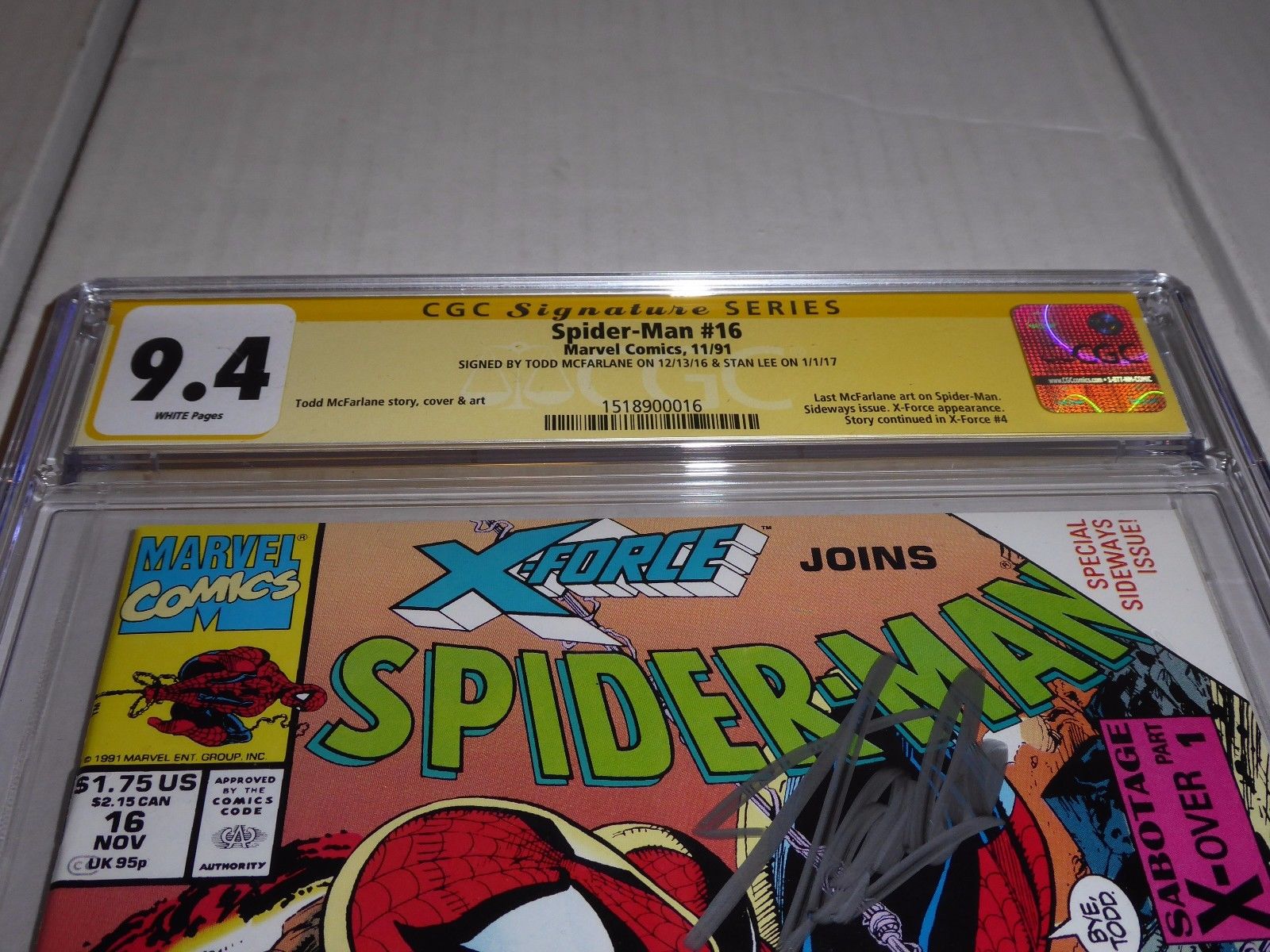 Spider-Man #16 CGC SS Dual Signature Autograph STAN LEE TODD MCFARLANE X-Force