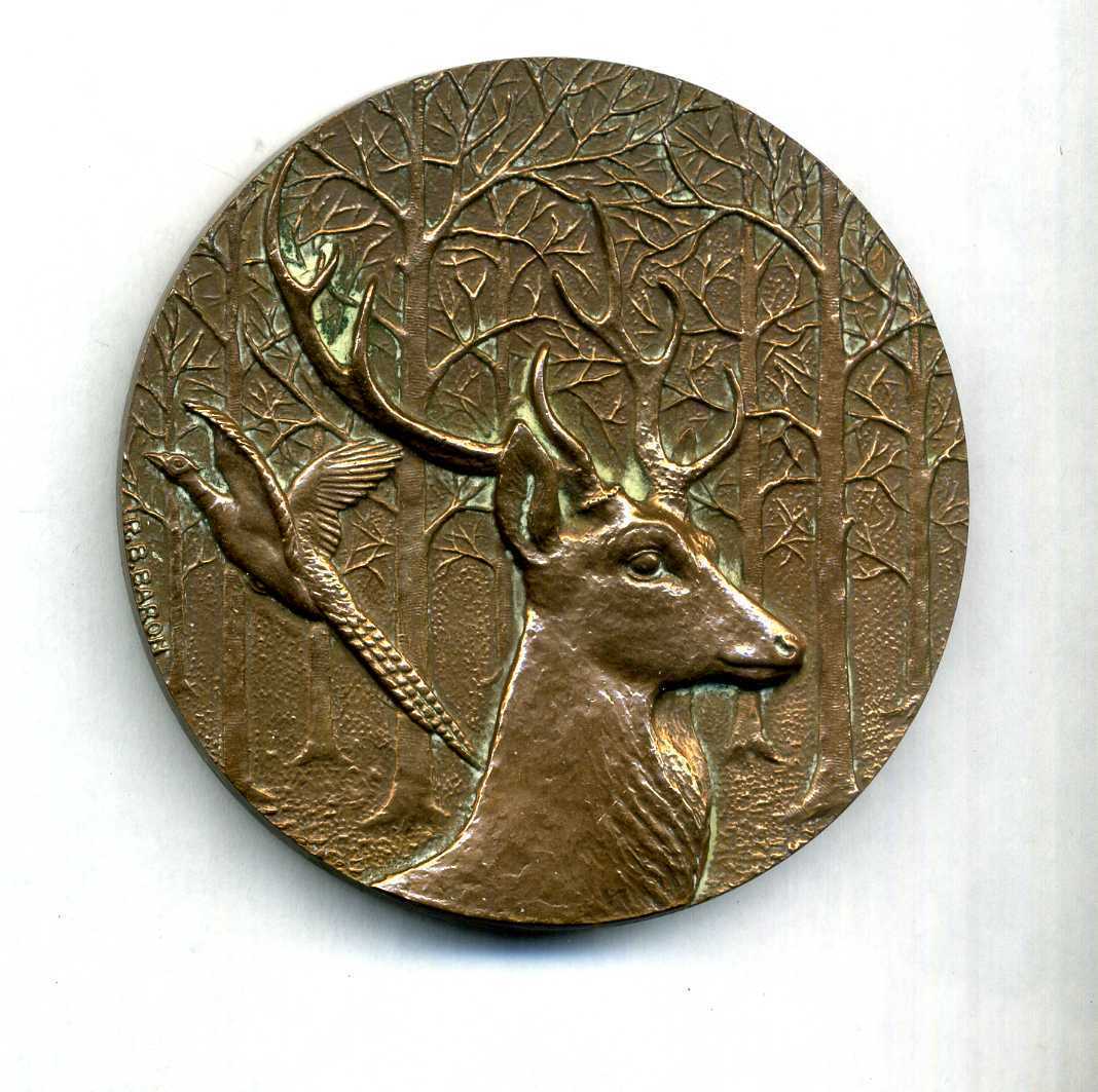 France – Deer - Pheasant - Forest - bronze medal by R.B Baron