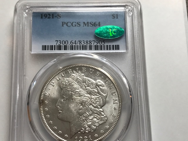 1921-S $1 Morgan Dollar - PCGS / CAC MS64