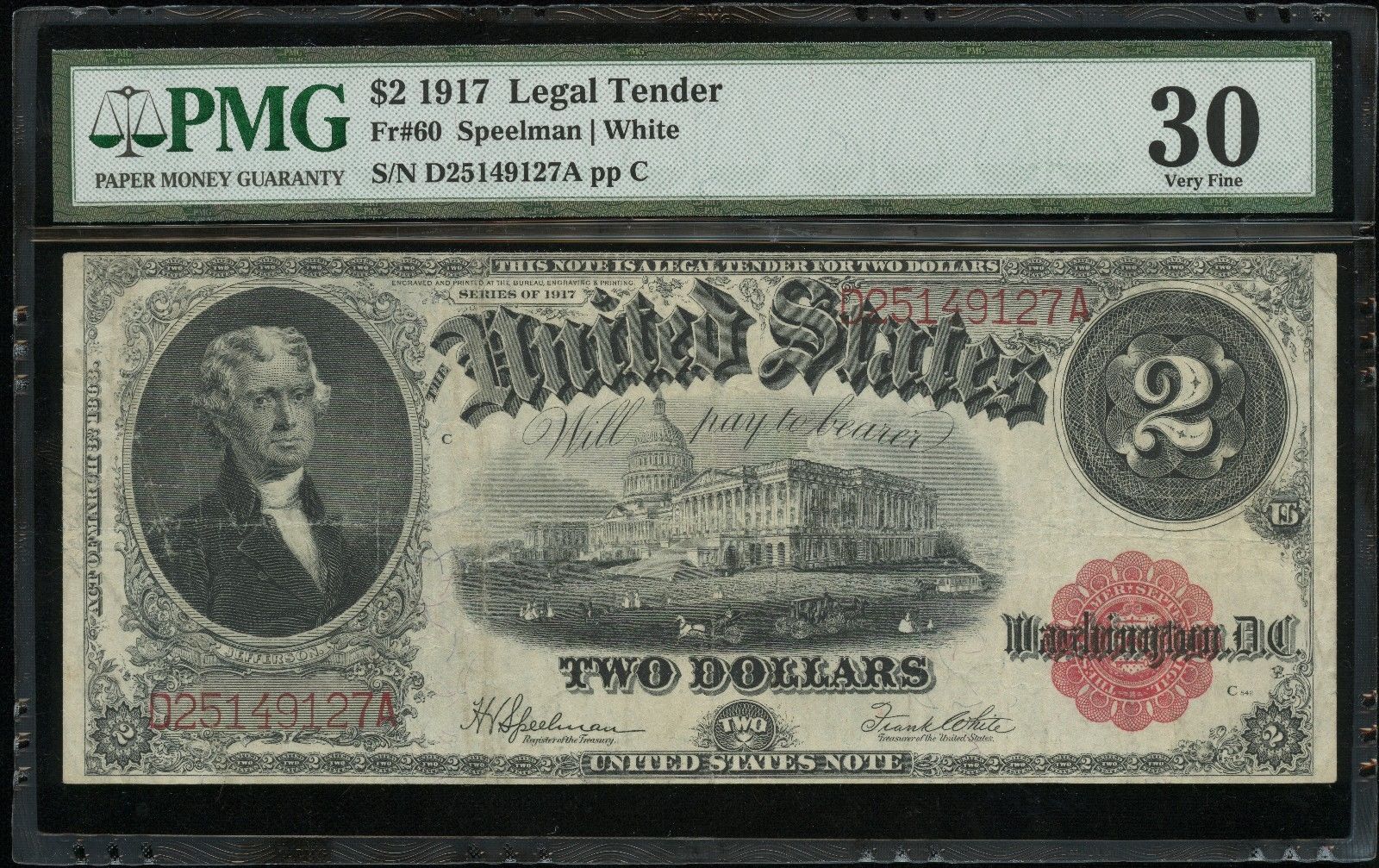 1917 $2 Legal Tender Fr. #60 – PMG VF30