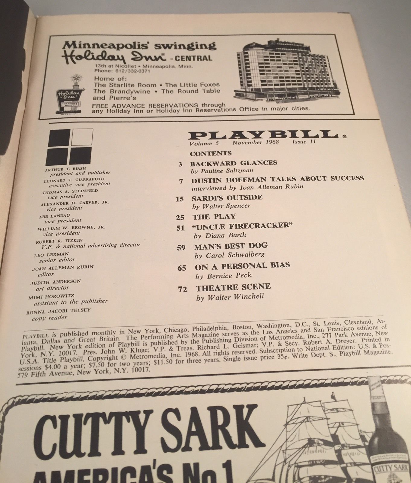 Vintage 1968 Hair Playbill from Biltmore Theatre with Diane Keaton, Melba Moore