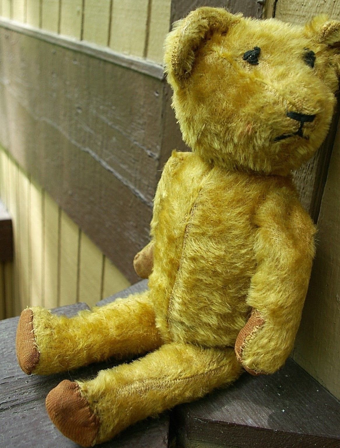 Original Antique Vintage 1930's Jointed Steiff Mohair Stuffed Toy Teddy Bear