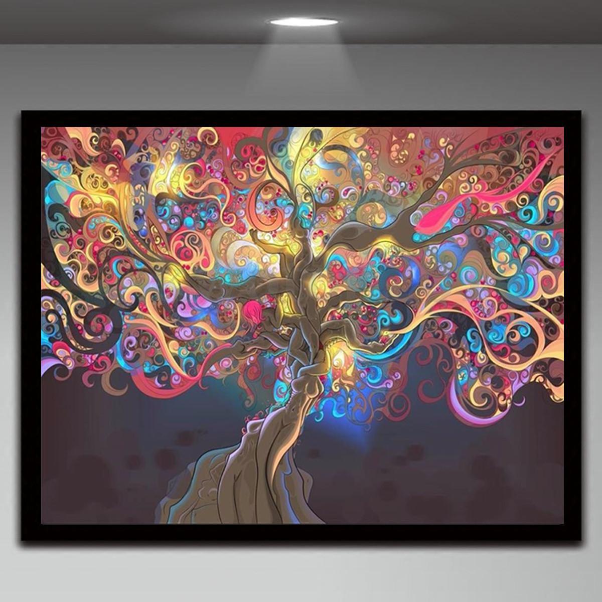 20x13 Inch Psychedelic Trippy Tree Art Silk Cloth Poster Home Wall Decoration