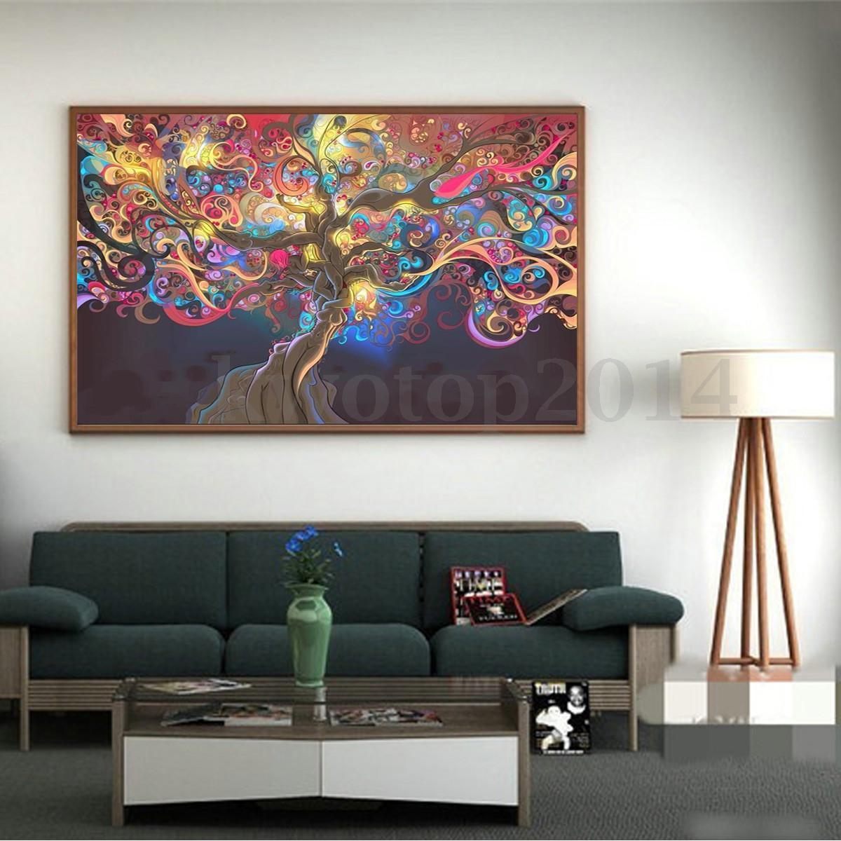 20x13 Inch Psychedelic Trippy Tree Art Silk Cloth Poster Home Wall Decoration