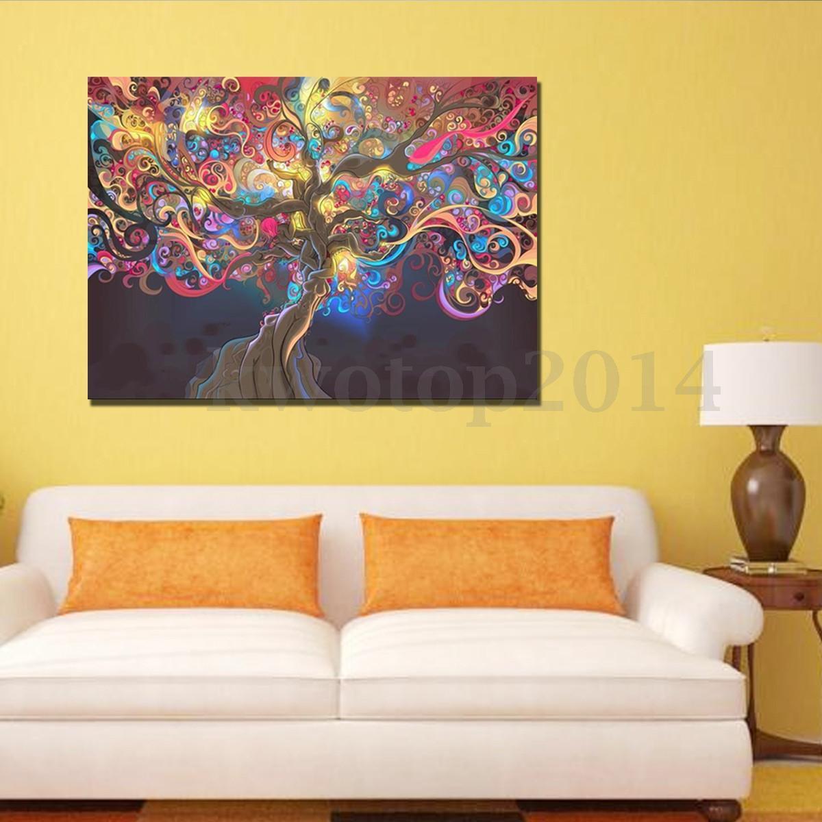 20x13 Inch Psychedelic Trippy Tree Art Silk Cloth Poster Home Wall Decoration