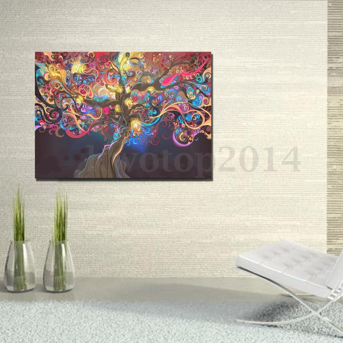 20x13 Inch Psychedelic Trippy Tree Art Silk Cloth Poster Home Wall Decoration