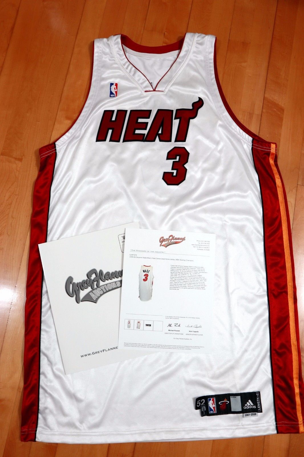 2008-09 Adidas Heat Dwyane Wade Game Worn Home Jersey Used LOA