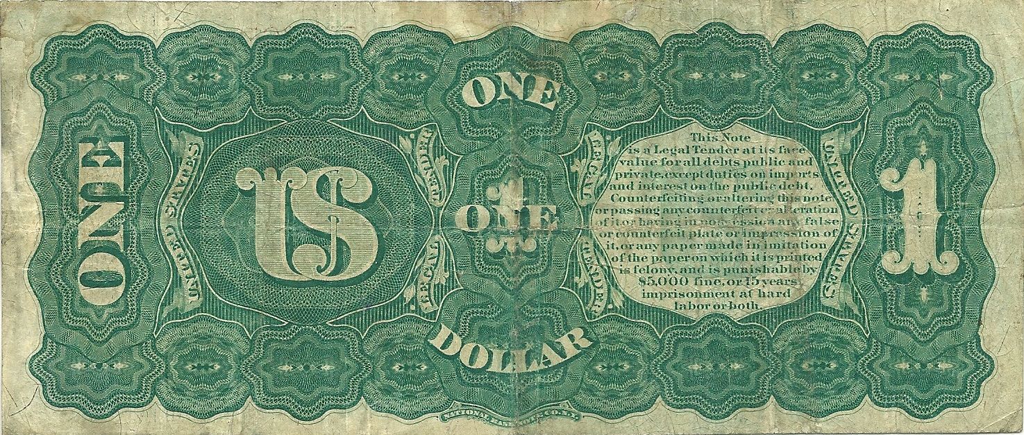 1869 $1 LEGAL TENDER ** RAINBOW SERIES ** ONE-YEAR TYPE NOTE ~ SOLID VERY FINE