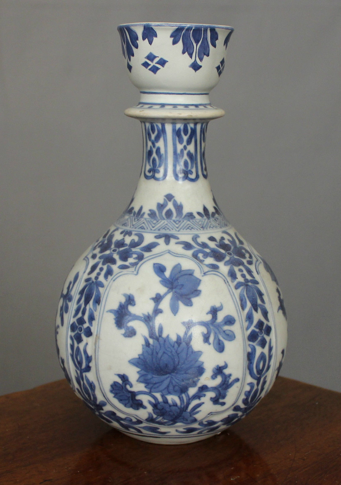 17th 18th Century Chinese Blue and White Porcelain Bottle Vase