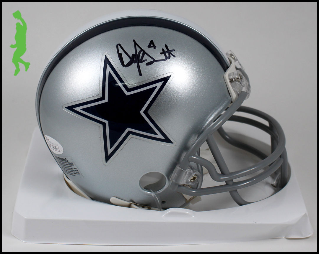 DAK PRESCOTT AUTOGRAPHED SIGNED DALLAS COWBOYS MINI FOOTBALL HELMET JSA COA