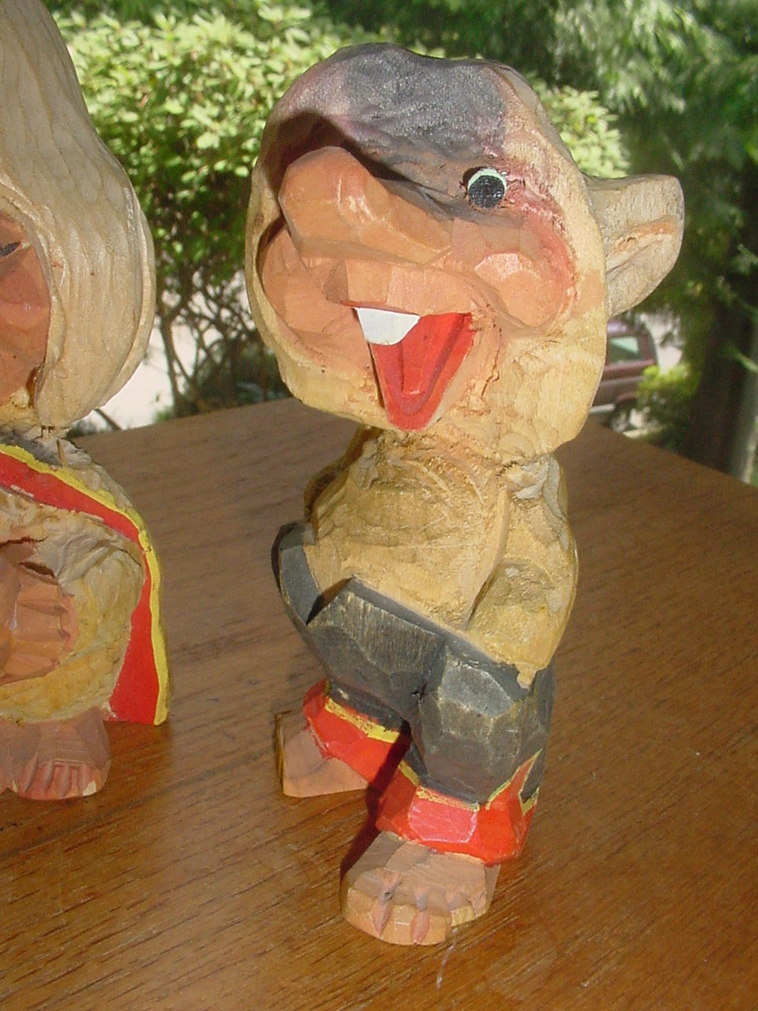 PAIR OF VINTAGE NORWEGIAN CARVED WOOD TROLLS FROM NORWAY