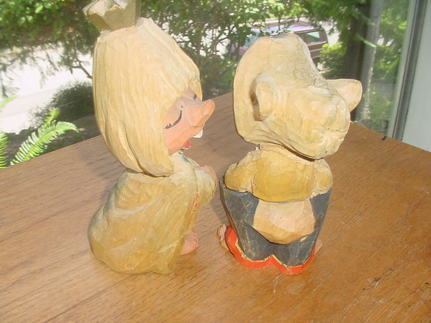 PAIR OF VINTAGE NORWEGIAN CARVED WOOD TROLLS FROM NORWAY