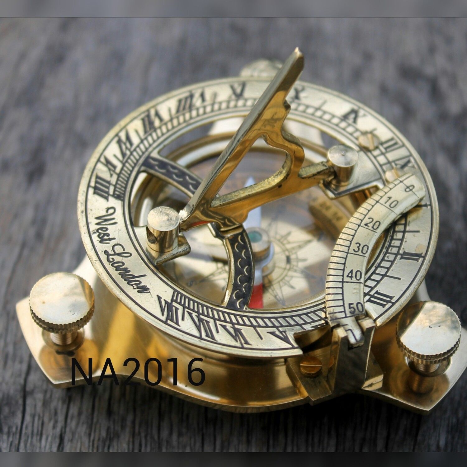 Solid Brass Sundial Compass Maritime Vintage West London Marine Working Compass