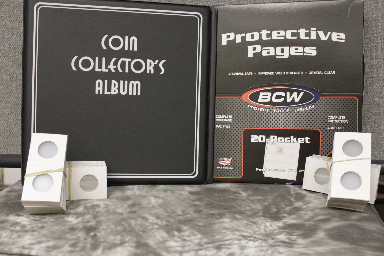 BCW COIN COLLECTOR PREMIUM STARTER KIT ALBUM PAGES 200 ASSORTED 2x2 FLIPS