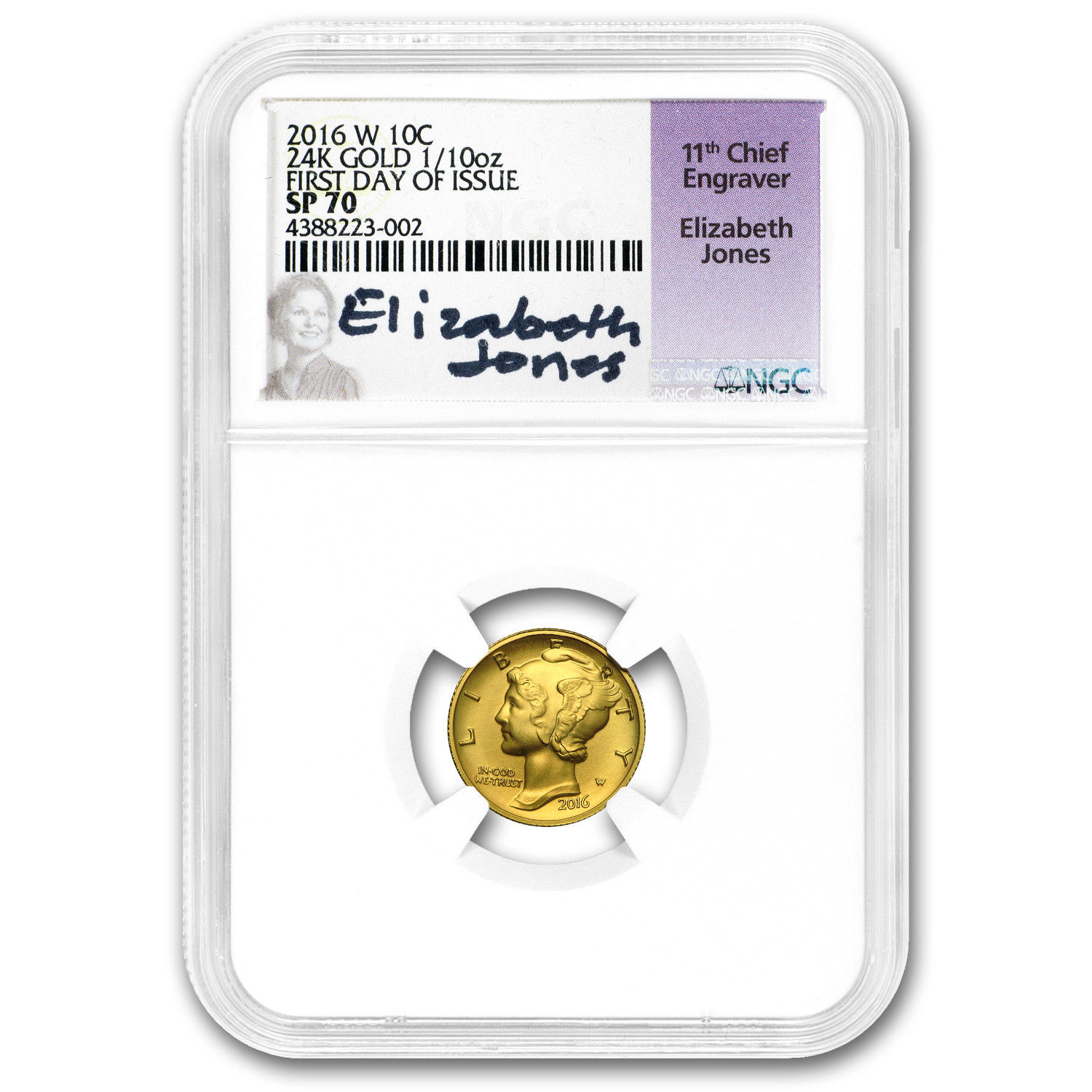 2016-W 1/10 oz Gold Mercury Dime SP-70 NGC/PCGS (Mixed Labels) - SKU #152601