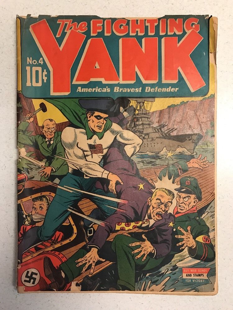 FIGHTING YANK #4 Not CGC ; OW-W; Schomburg Nazi War Comic rare issue!