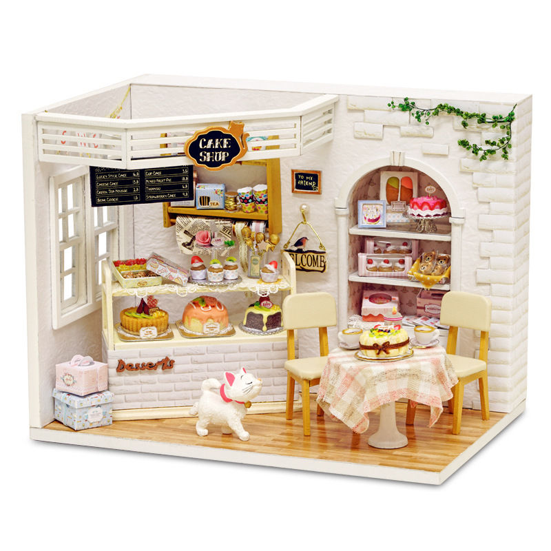 DIY Cake Diary Wooden Miniature Furniture Kits House Handmade Dollhouse Gift