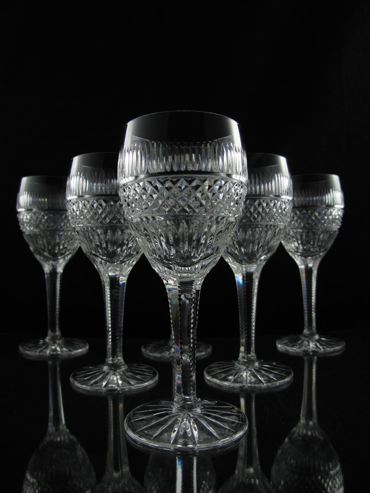 Vintage Lead Crystal Wine / Water Glasses, Set of (6), Cut Design