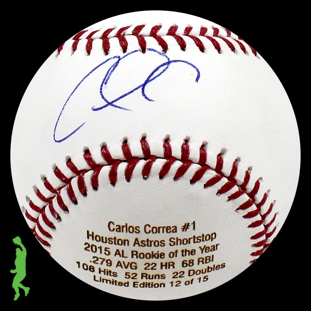 CARLOS CORREA AUTOGRAPHED SIGNED 2015 ROOKIE OF THE YEAR BASEBALL BALL JSA COA