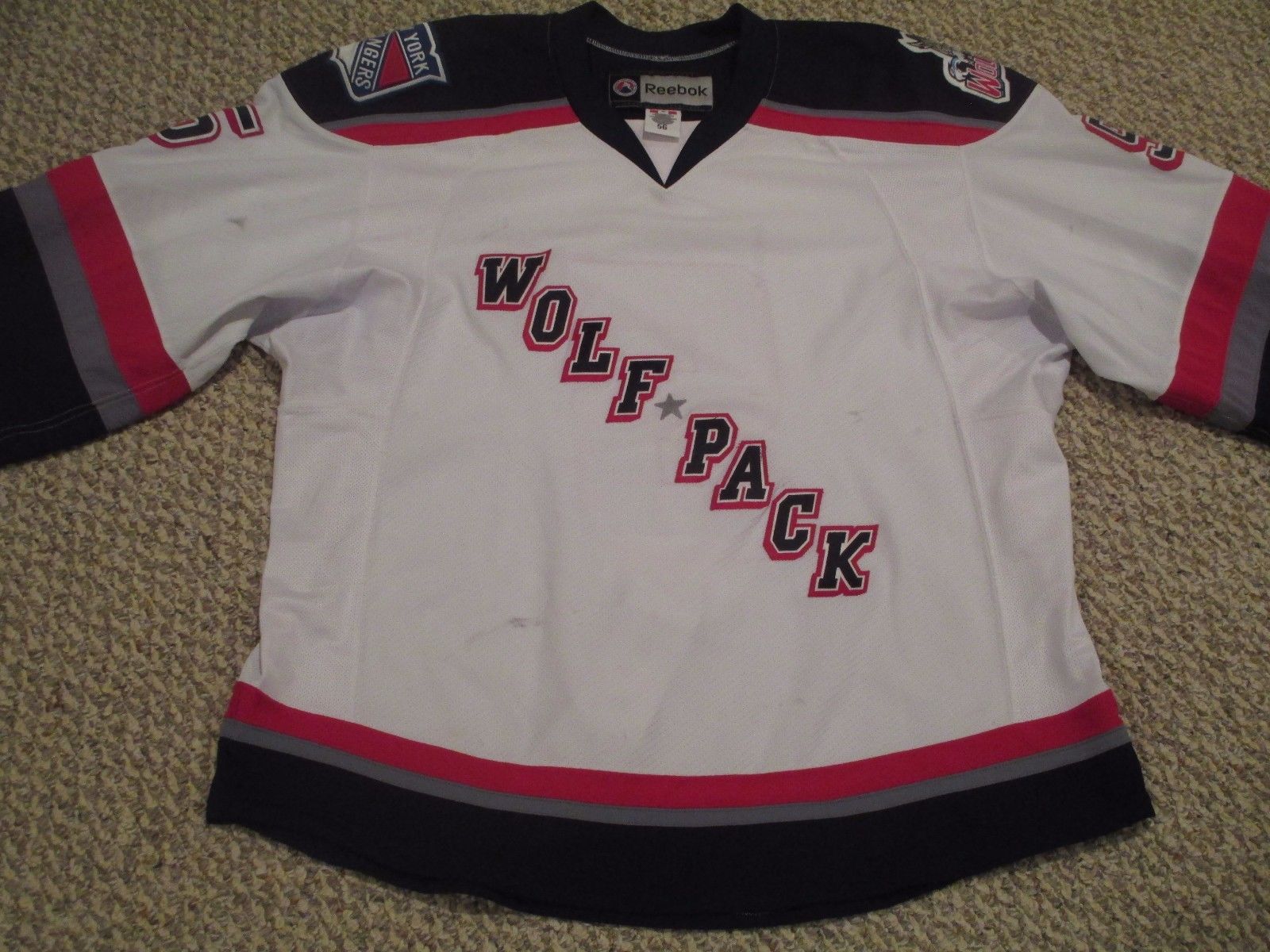 Hughes 2014-15 Hartford Wolf Pack Game Used Jersey HOME WHITE SIZE 56 STEINER