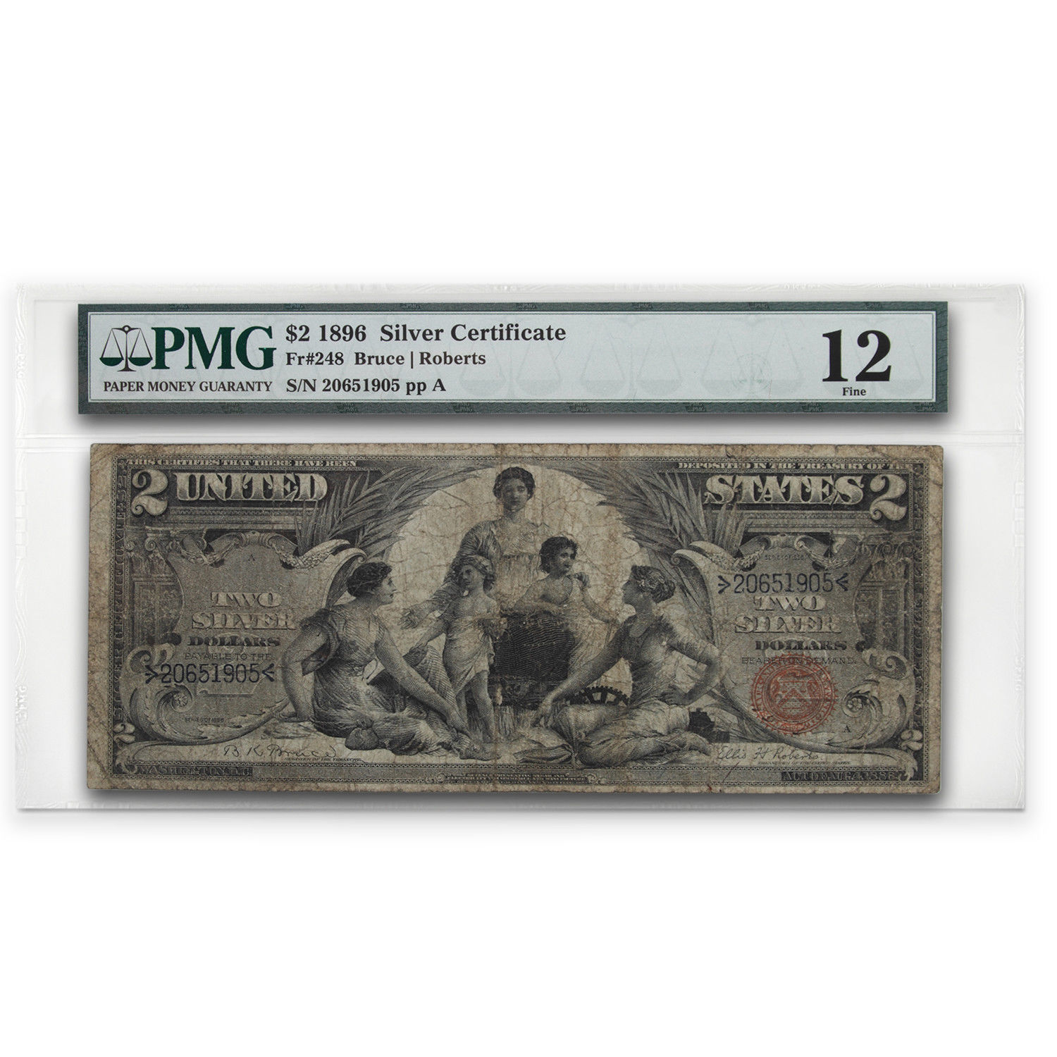 1896 $2.00 Silver Certificate Educational Note Fine-12 PMG