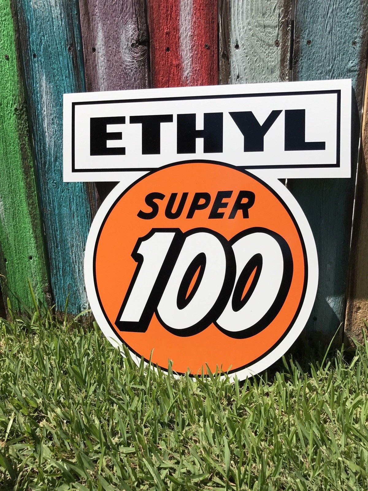 Antique Vintage Old Style Clark Gasoline Ethyl Super 100 Sign!