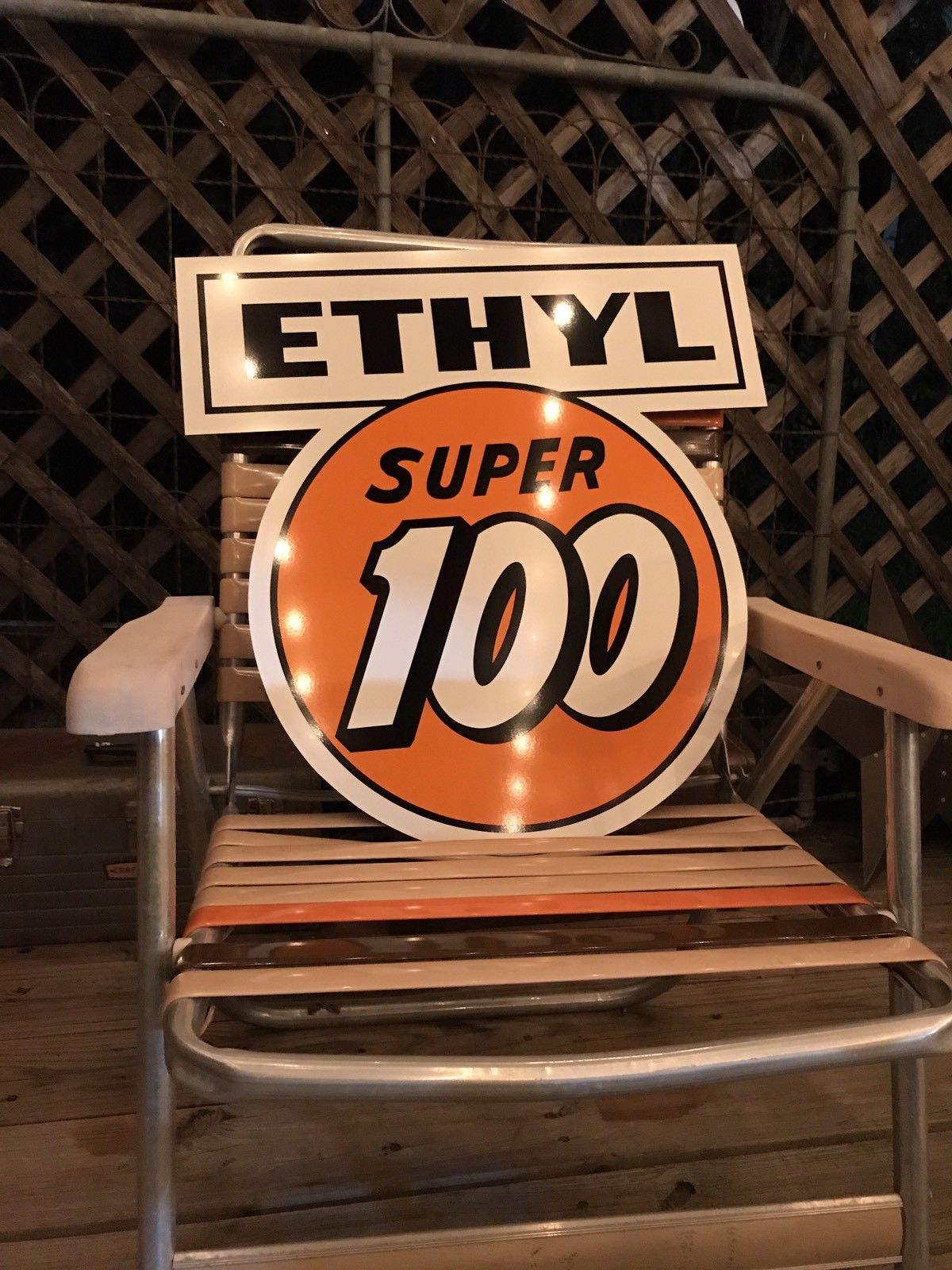 Antique Vintage Old Style Clark Gasoline Ethyl Super 100 Sign!