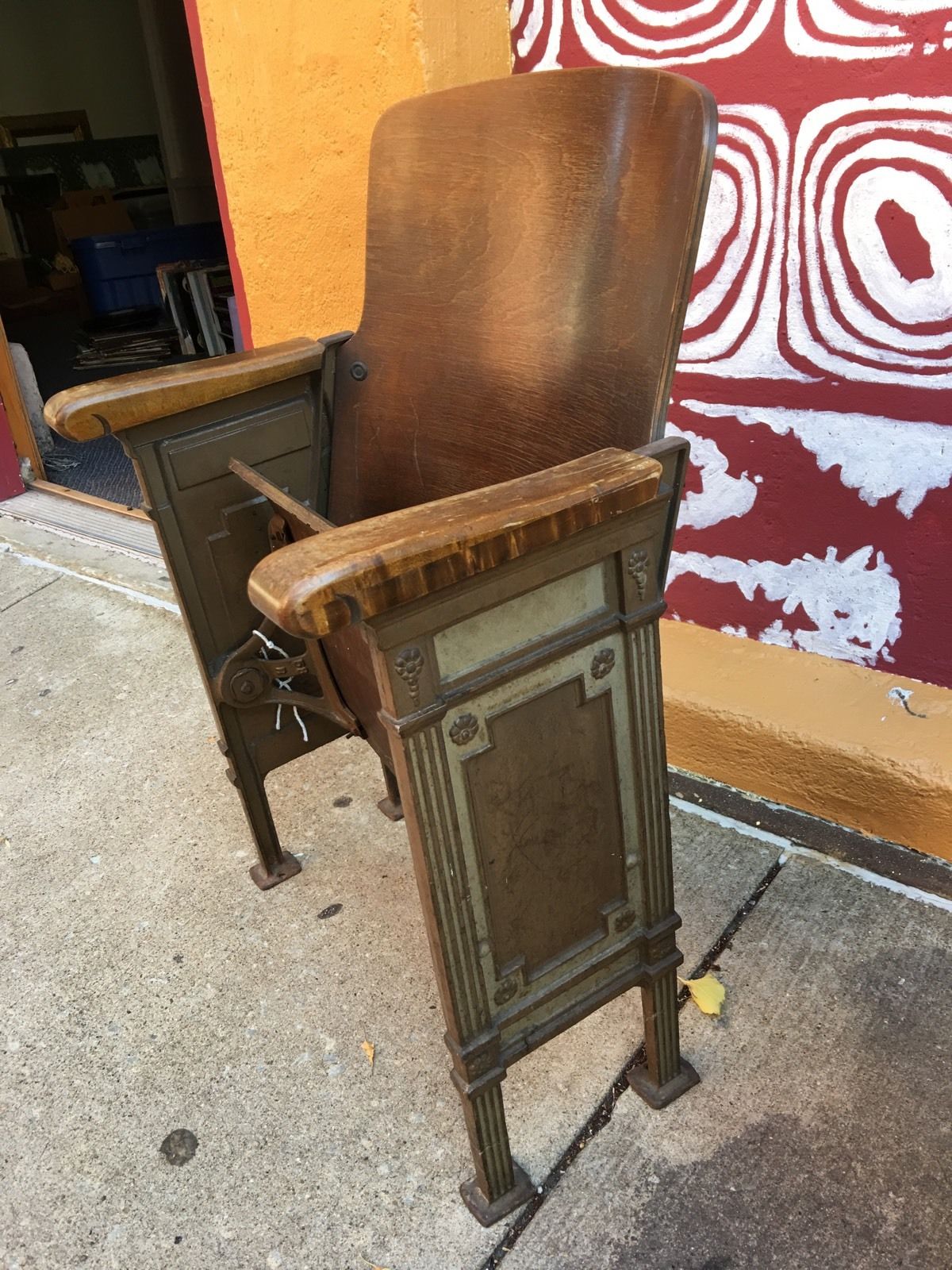 3 Vintage Antique Theater Movie Chairs Seat