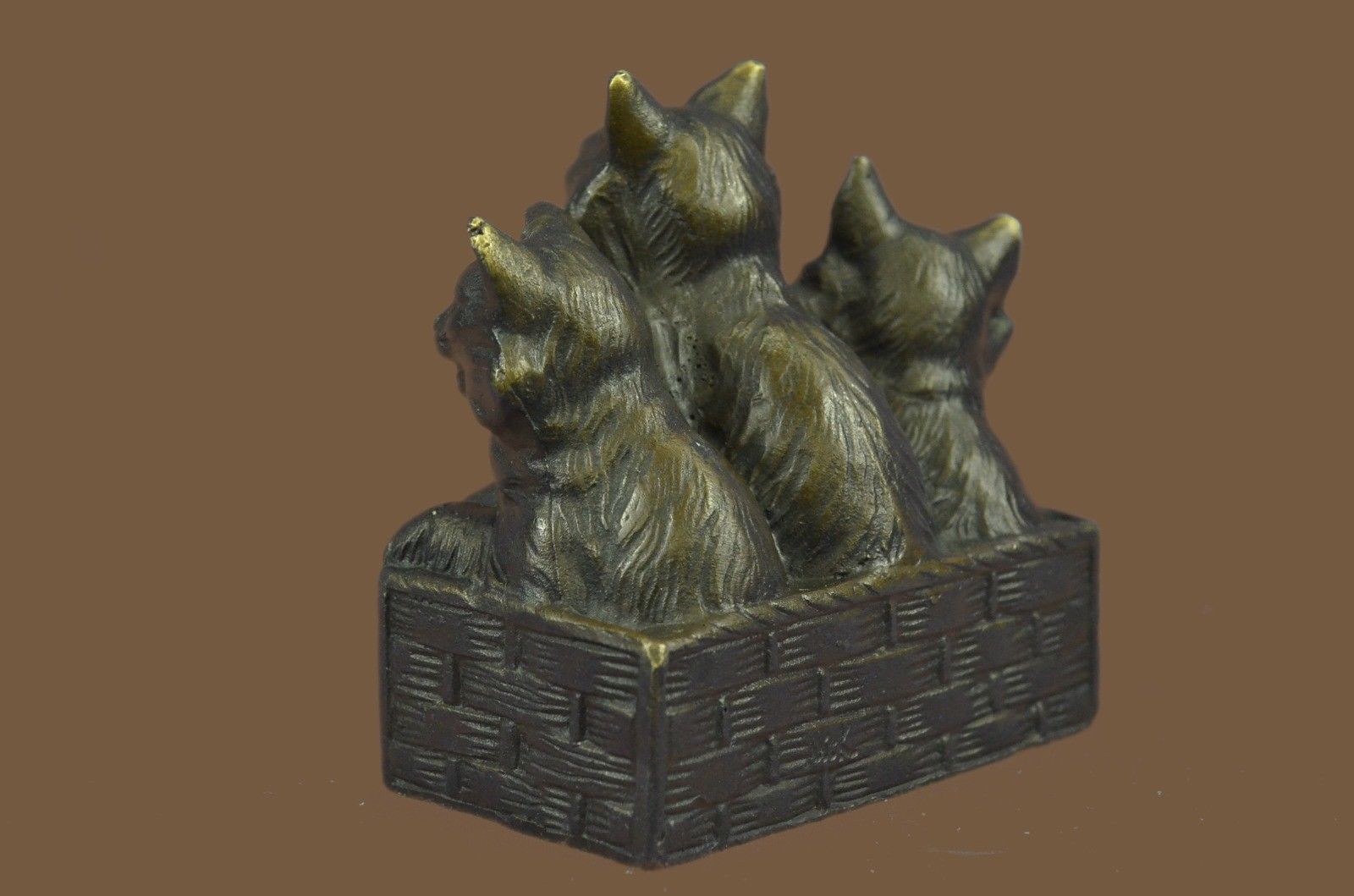 Bronze Sculpture Statue Cat Family Art Deco Gift Decor Collectible