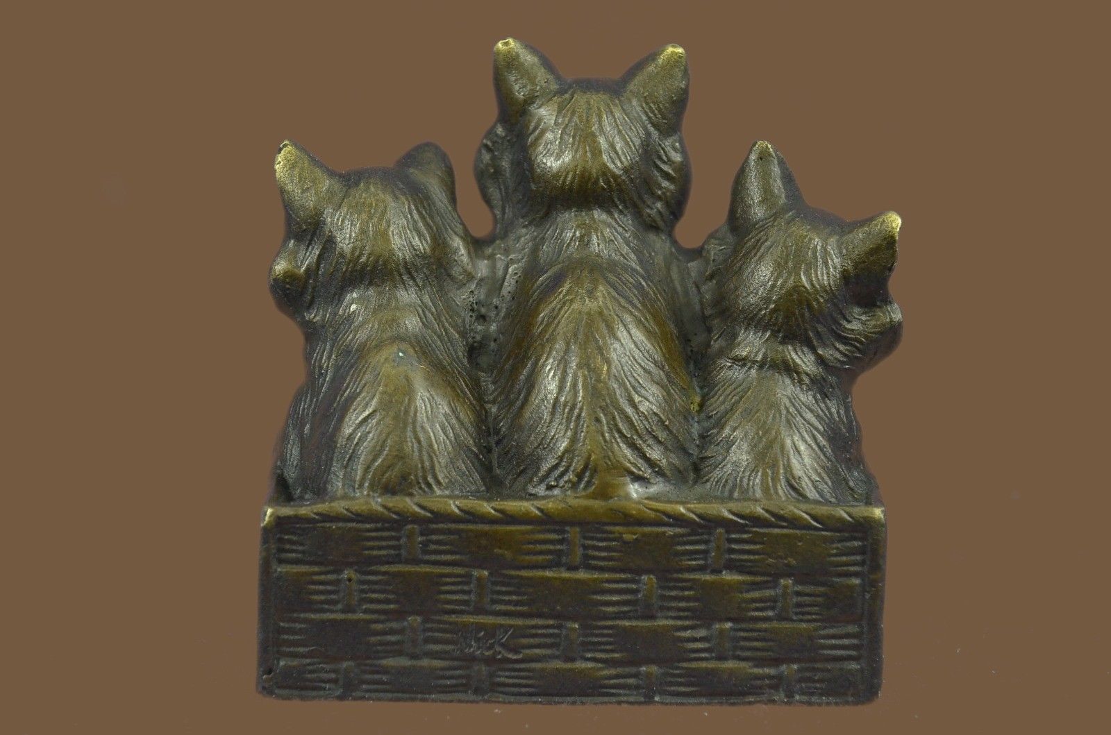 Bronze Sculpture Statue Cat Family Art Deco Gift Decor Collectible