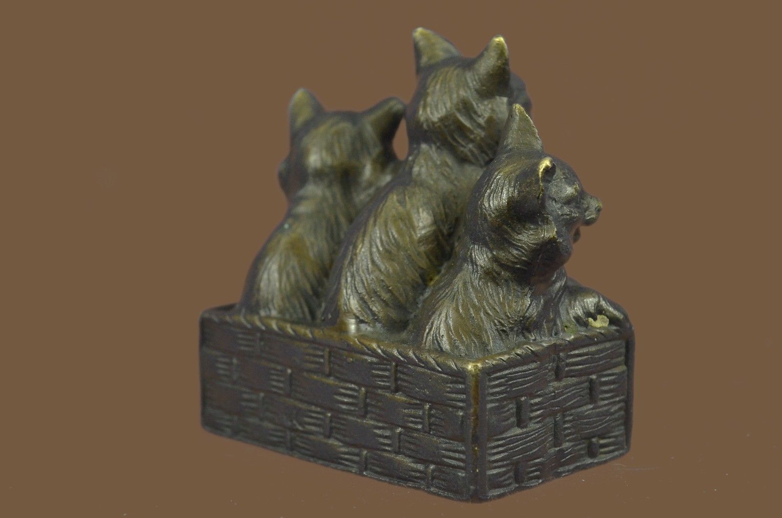 Bronze Sculpture Statue Cat Family Art Deco Gift Decor Collectible