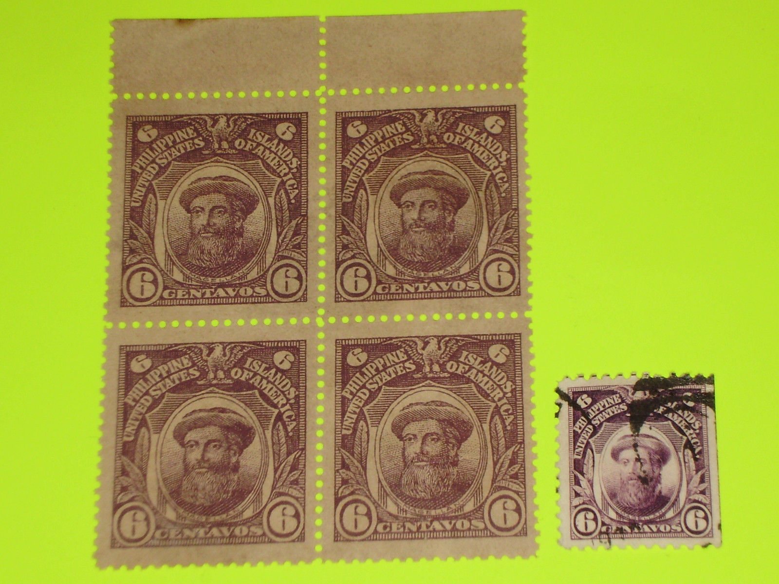 PHILIPPINES US STAMP ESSAY PROOF OF S/C # 292  BLOCK OF 4 YEAI