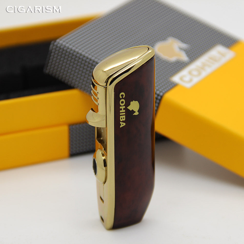 COHIBA Red Metal 3 TORCH JET FLAME CIGAR Cigarette LIGHTER W/ PUNCH