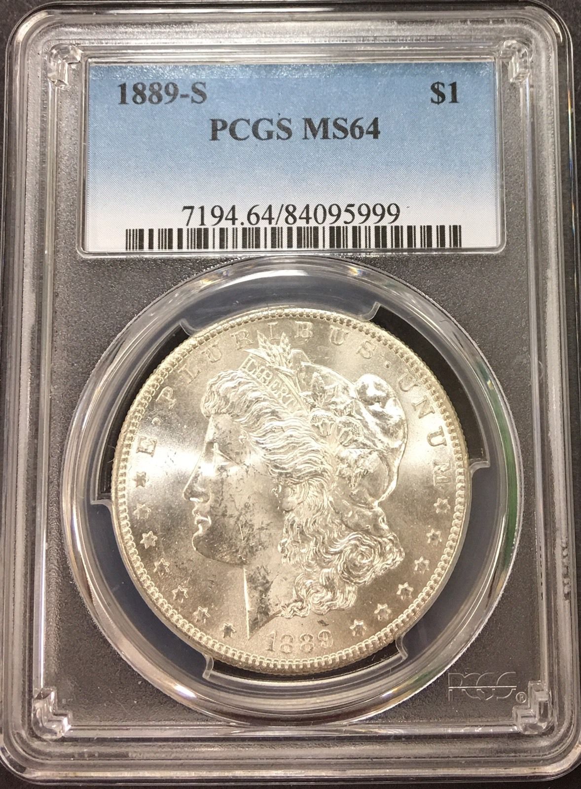 1889-S PCGS MS64 MORGAN SILVER DOLLAR!! BLAST WHITE!!