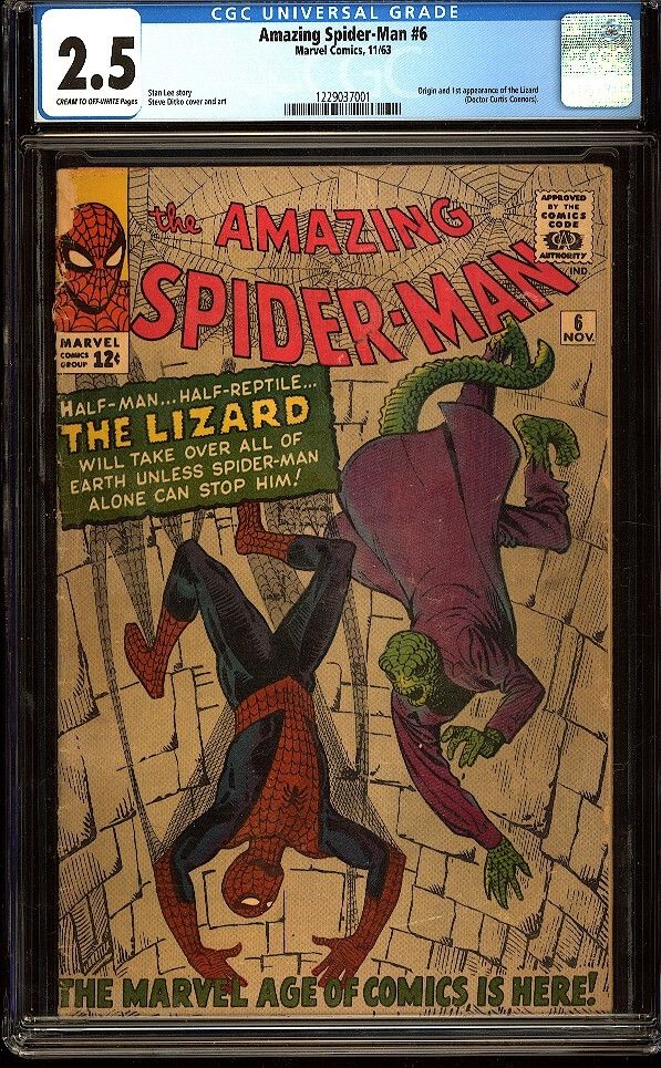 Amazing Spider-man 6 CGC 2.5 Silver Age Key Marvel 1st App Lizard L@@K IGKC