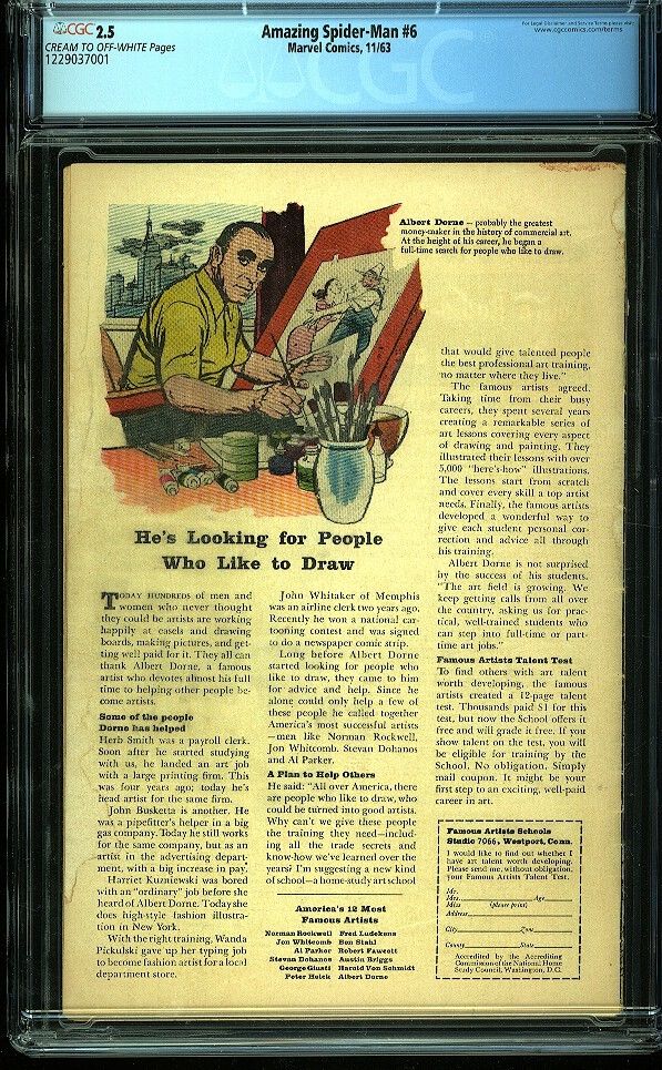 Amazing Spider-man 6 CGC 2.5 Silver Age Key Marvel 1st App Lizard L@@K IGKC