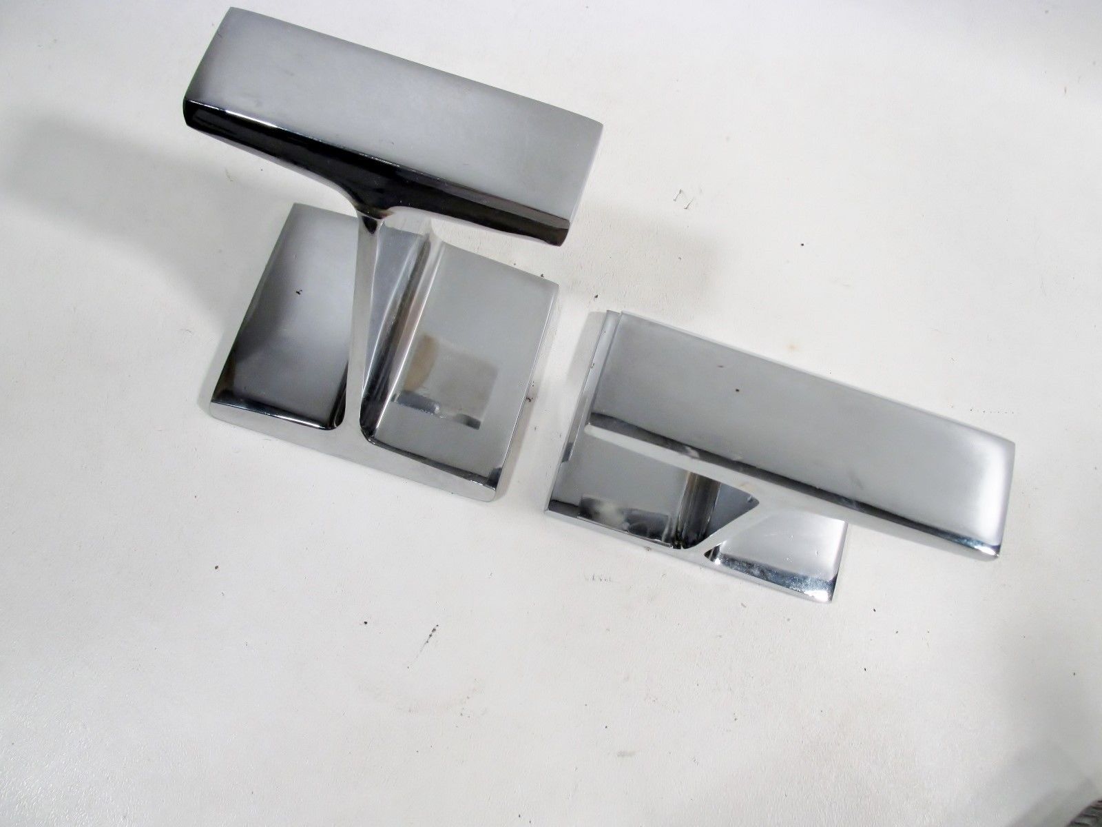 Midcentury LUXE Chrome I BEAM Pair Bookends Prestini Bennett ERA