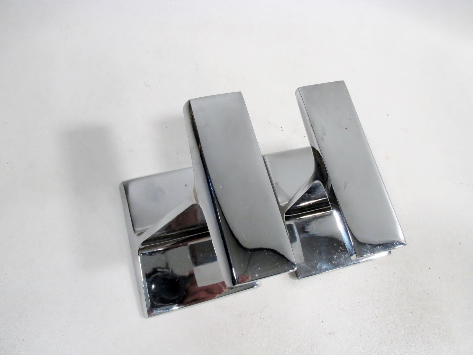 Midcentury LUXE Chrome I BEAM Pair Bookends Prestini Bennett ERA