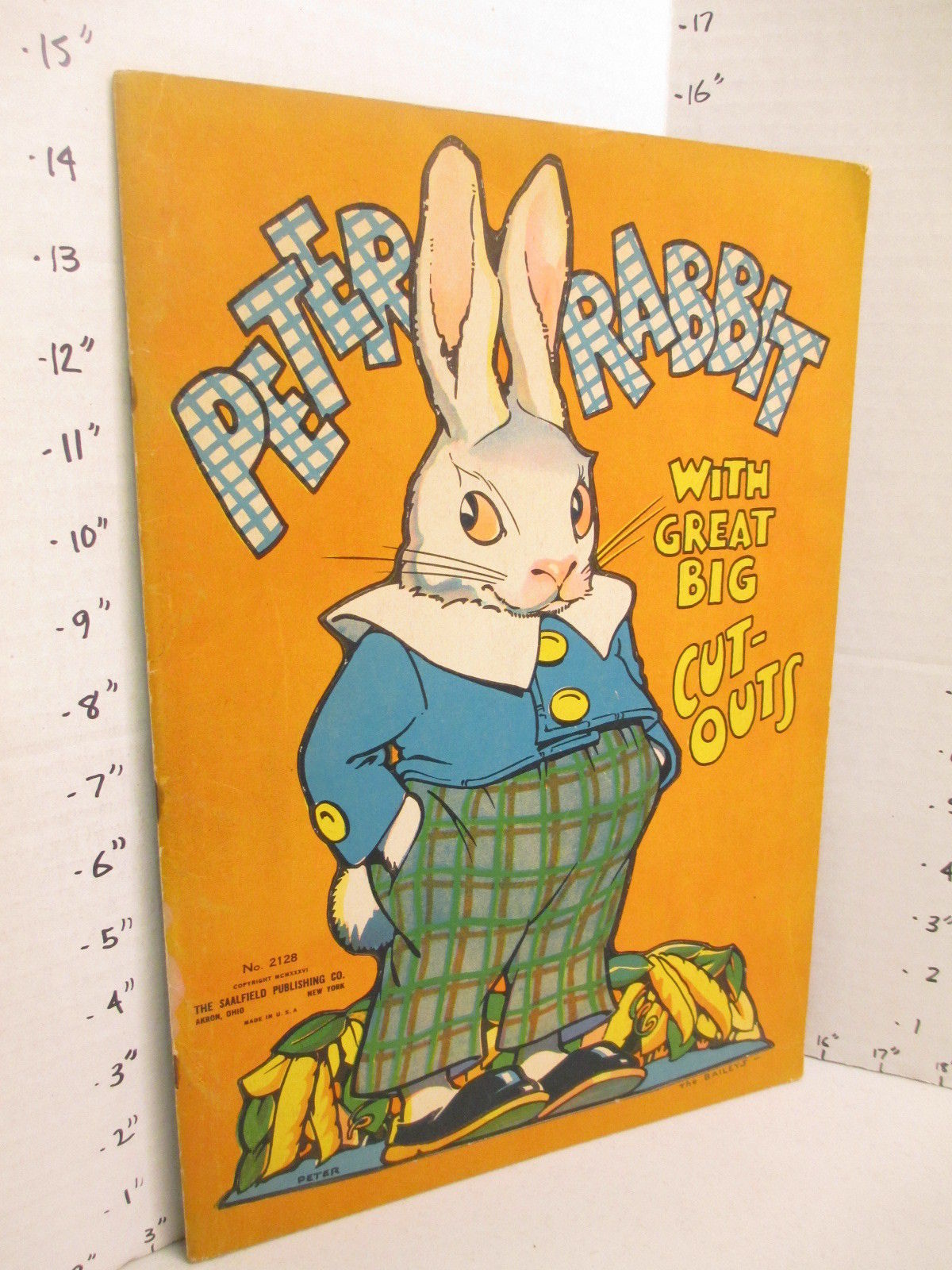 PETER RABBIT 1936 coloring cutout paper doll comic book Saalfield unused Baileys