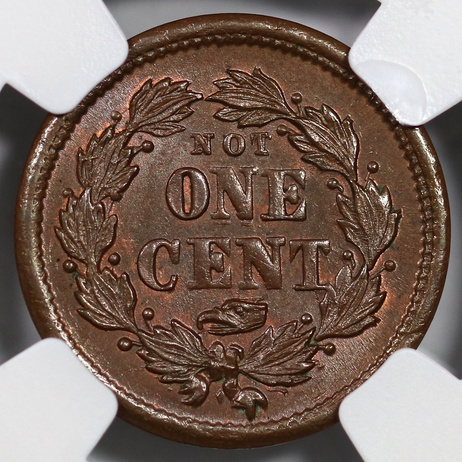 1864 F-90/364 a NGC MS 63 BN NOT ONE CENT Civil War Token