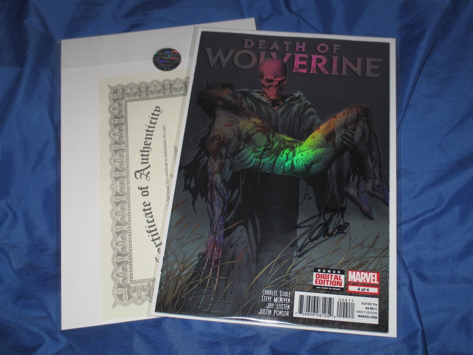 DEATH OF WOLVERINE #4 Signed Comic by Stan Lee w/COA~Marvel/1st Print Foil Cover