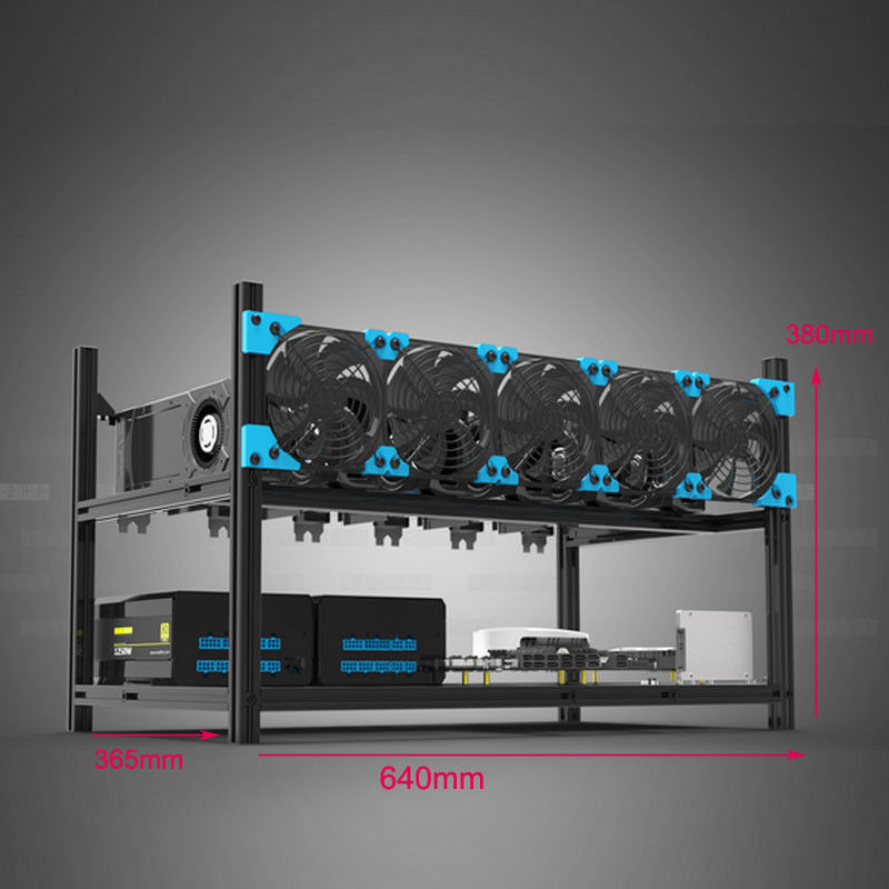 6 GPU Aluminum Open Air Computer Frame Mining Rig Stackable Case for Ethereum