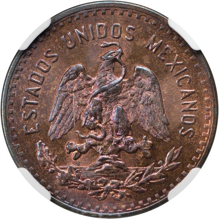 MEXICO ESTADOS UNIDOS 1921  5 CENTAVOS COIN CERTIFIED UNCIRCULATED NGC MS64-RB